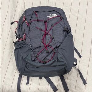 The North Face Gray Backpack with Pink Accents